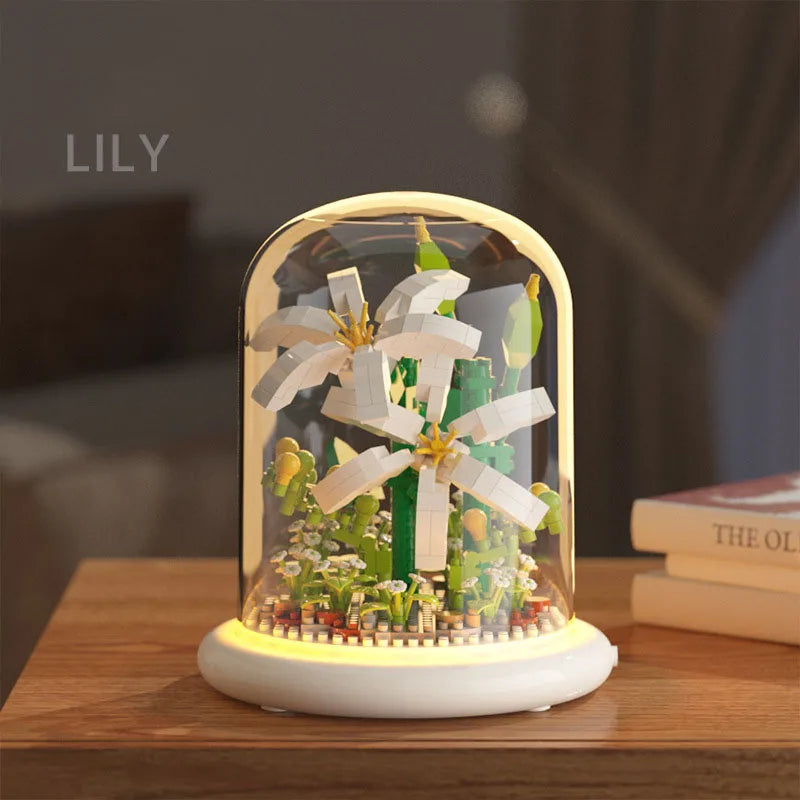 Building block flower eternal rose small particle building block assembly toy gift desktop decoration