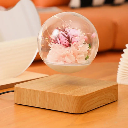 Magnetic Levitation Lamp Rose Creativity Floating Glass LED Bulb Home Office Decoration Magnetic Levitation Light Bulb Ornament