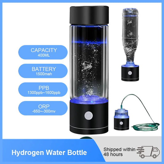 YenvK 400ML Portable SPE/PEM Hydrogen Water Bottle With Gas Vent USB Rechargeable Alkaline Ionizer Maker Can Absorb Hydrogen