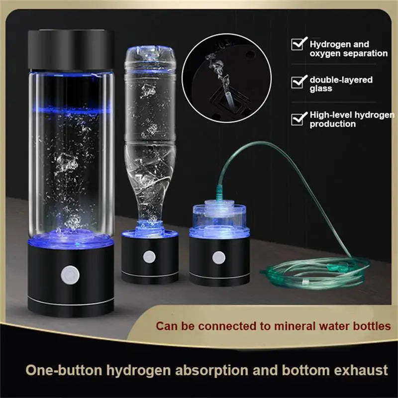 YenvK 400ML Portable SPE/PEM Hydrogen Water Bottle With Gas Vent USB Rechargeable Alkaline Ionizer Maker Can Absorb Hydrogen